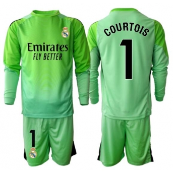 Billige Fotballdrakt Real Madrid Thibaut Courtois #1 Keeper Replika Bortedraktsett Barn 2025-26 Langermet (med bukser)